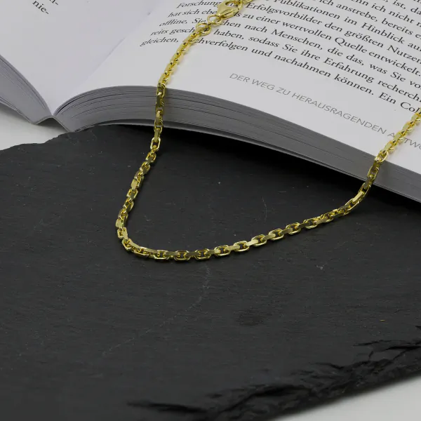 Goldkette als Ankerkette diamantiert in Gelbgold 333 / 8 Karat, 70 cm lang, 2.5 mm breit, Gewicht ca. 18.5