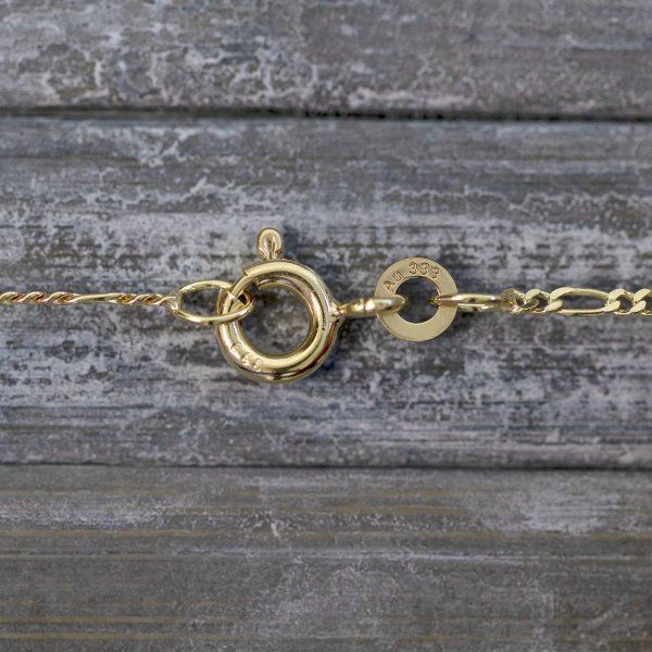 Goldkette als Figarokette diamantiert in Gelbgold 333 / 8K, 36 cm lang, 1,5 mm breit, Gewicht ca. 1.6 g.