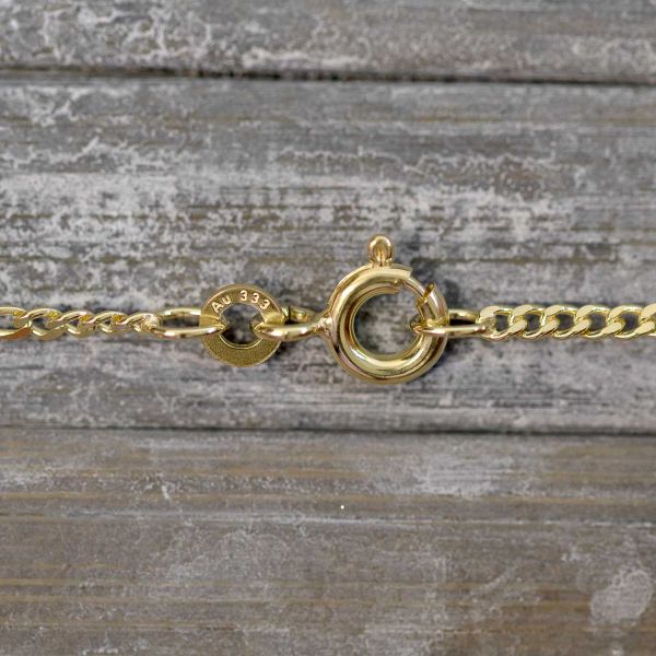 Goldkette als Figarokette diamantiert in Gelbgold 333 / 8K, 45 cm lang, 1,9 mm breit, Gewicht ca. 3 g.