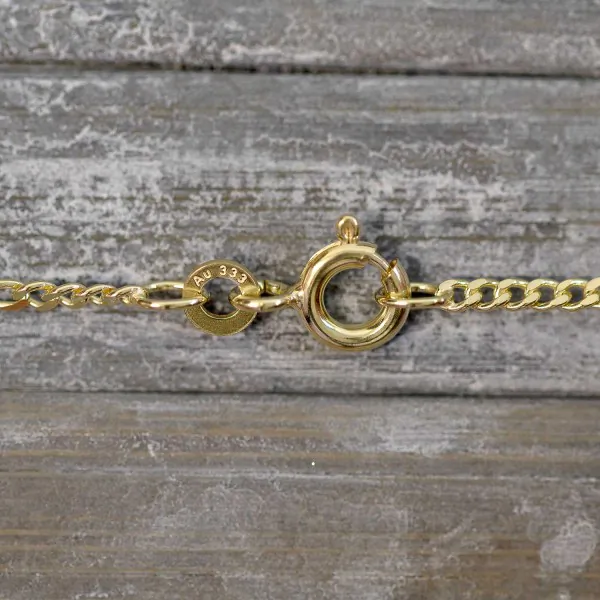 Goldkette als Figarokette diamantiert in Gelbgold 333 / 8K, 45 cm lang, 1,9 mm breit, Gewicht ca. 3 g.
