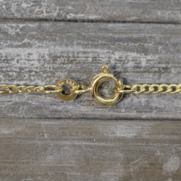 Goldkette als Figarokette diamantiert in Gelbgold 333 / 8K, 85 cm lang, 1,9 mm breit, Gewicht ca. 5.6 g.