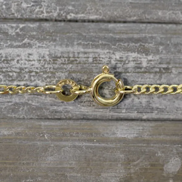Goldkette als Figarokette diamantiert in Gelbgold 333 / 8K, 85 cm lang, 1,9 mm breit, Gewicht ca. 5.6 g.