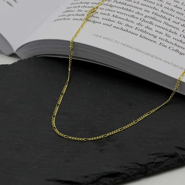 Goldkette als Figarokette diamantiert in Gelbgold 585 / 14K, 45 cm lang, 1,9 mm breit, Gewicht ca. 3.6 g.