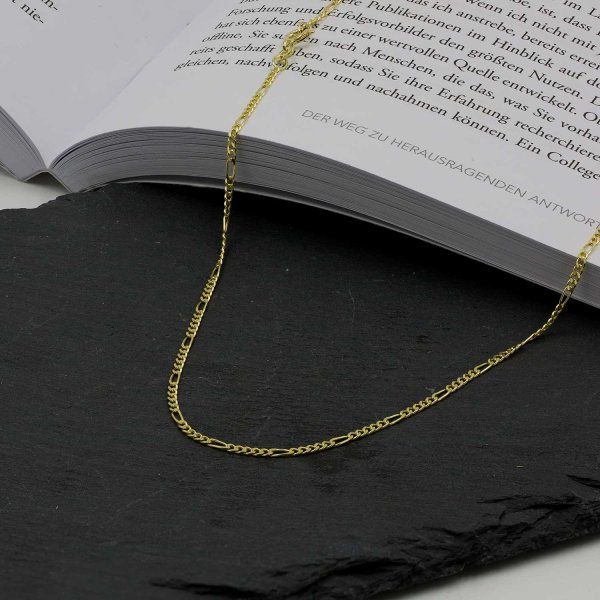 Goldkette als Figarokette diamantiert in Gelbgold 585 / 14K, 50 cm lang, 1,9 mm breit, Gewicht ca. 3.8 g.