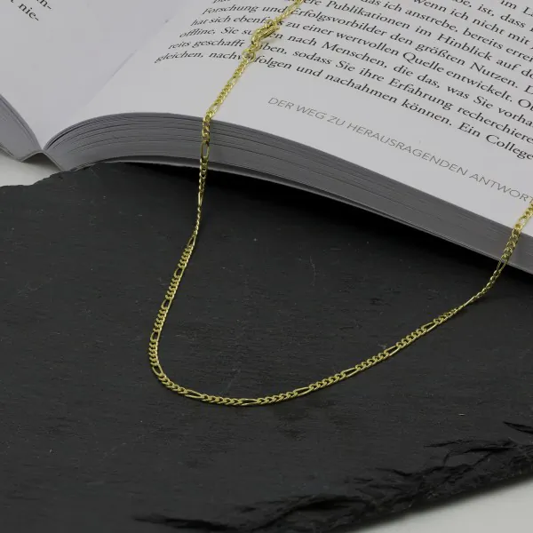 Goldkette als Figarokette diamantiert in Gelbgold 333 / 8K, 85 cm lang, 1,9 mm breit, Gewicht ca. 5.6 g.