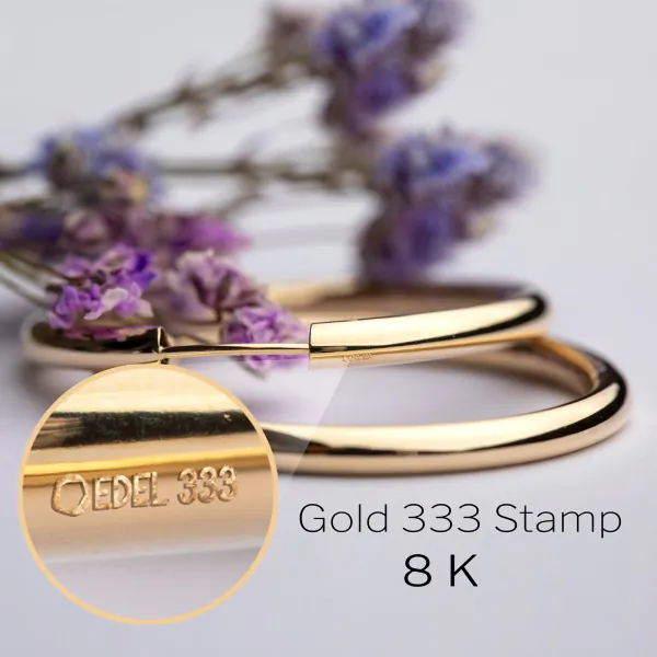 Ohrringe, Creolen, Gelbgold 333 / 8K, Außendurchmesser 15 mm, Breite 2.5 mm, Gewicht ca. 0.7 g