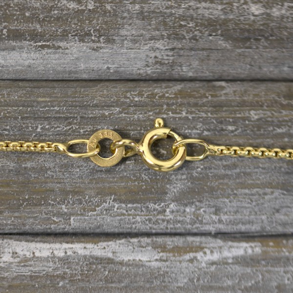 Goldkette als Venezianerkette rund geschlagen in Gelbgold 333 / 8K, 90 cm lang, 1,2 mm breit, Gewicht ca. 6.3 g.