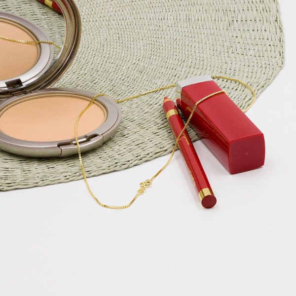 Goldkette als Venezianerkette in Gelbgold 375 / 9K, 55 cm lang, 0,9 mm breit, Gewicht ca. 2.8 g.