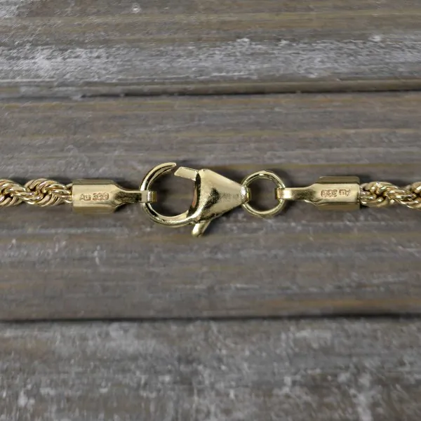 Armband als Kordelkette hohl Leichtversion in Gelbgold 333 / 8K, 18,5 cm lang, 2,1 mm breit, Gewicht ca. 1.2 g.