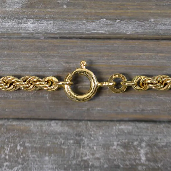 Goldkette als Kordelkette hohl Leichtversion in Gelbgold 333 / 8K, 45 cm lang, 3,3 mm breit, Gewicht ca. 5 g.