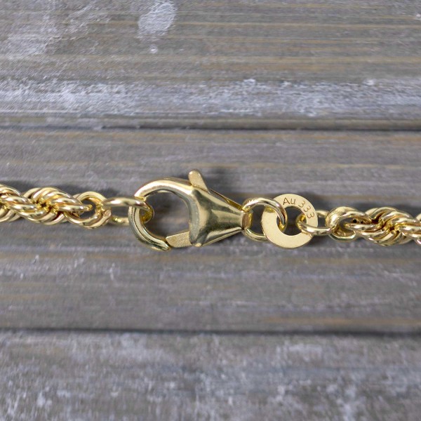 Goldkette als Kordelkette hohl in Gelbgold 333 / 8K, 45 cm lang, 3,3 mm breit, Gewicht ca. 6.1 g.