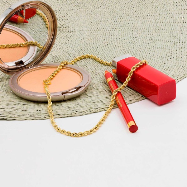 Goldkette als Kordelkette hohl in Gelbgold 585 / 14K, 50 cm lang, 3,8 mm breit, Gewicht ca. 11.1 g.