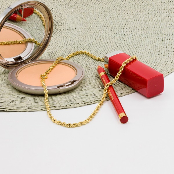 Goldkette als Kordelkette hohl in Gelbgold 585 / 14K, 60 cm lang, 3,8 mm breit, Gewicht ca. 13.3 g.