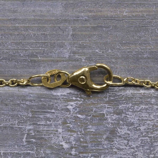 Goldkette als Ankerkette rund in Gelbgold 375 / 9K, 90 cm lang, 1,5 mm breit, Gewicht ca. 5 g.