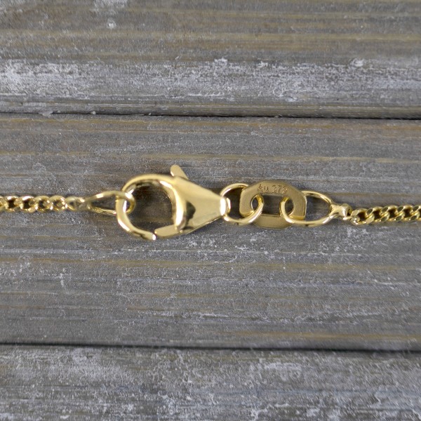 Goldkette als Panzerkette flach in Gelbgold 375 / 9K, 65 cm lang, 1,4 mm breit, Gewicht ca. 3.6 g.