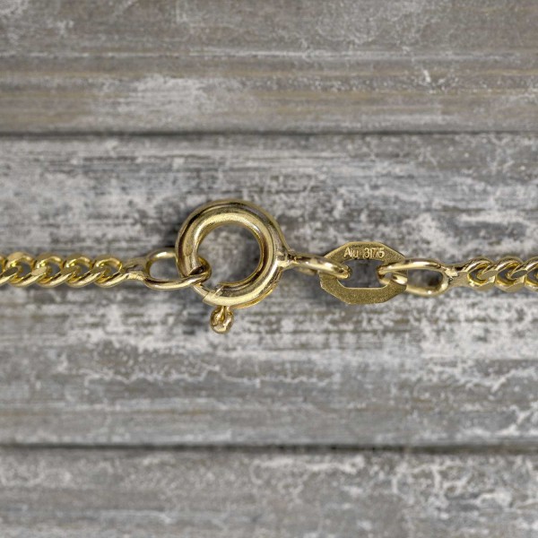 Goldkette als Panzerkette flach in Gelbgold 375 / 9K, 100 cm lang, 2,1 mm breit, Gewicht ca. 12 g.