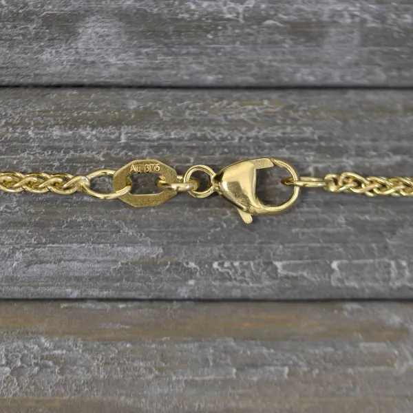 Goldkette als Zopfkette in Gelbgold 375 / 9K, 100 cm lang, 1,7 mm breit, Gewicht ca. 9.1 g.