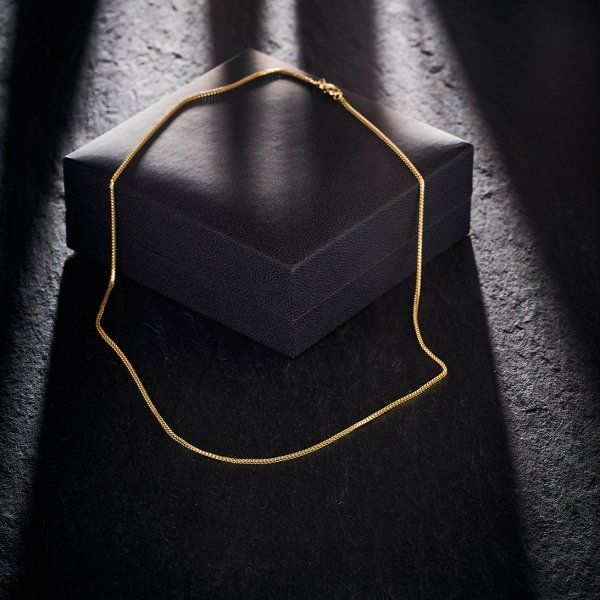 Goldkette als Bingokette in Gelbgold 585 / 14K, 55 cm lang, 1,1 mm breit, Gewicht ca. 4.4 g.