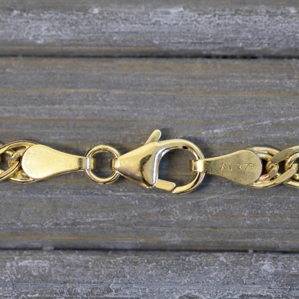 Goldkette als Zwillingspanzerkette in Gelbgold 375 / 9 Karat, 65 cm lang, 3.9 mm Breit, Gewicht ca. 5.3 g.