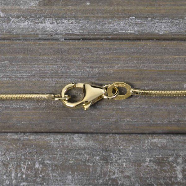 Goldkette als Schlangenkette in Gelbgold 375 / 9K, 45 cm lang, 1,1 mm breit, Gewicht ca. 4.2 g.