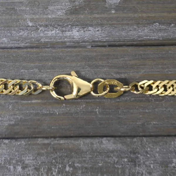 Goldkette als Singapurkette in Gelbgold 375 / 9K, 80 cm lang, 2,9 mm breit, Gewicht ca. 10.3 g.