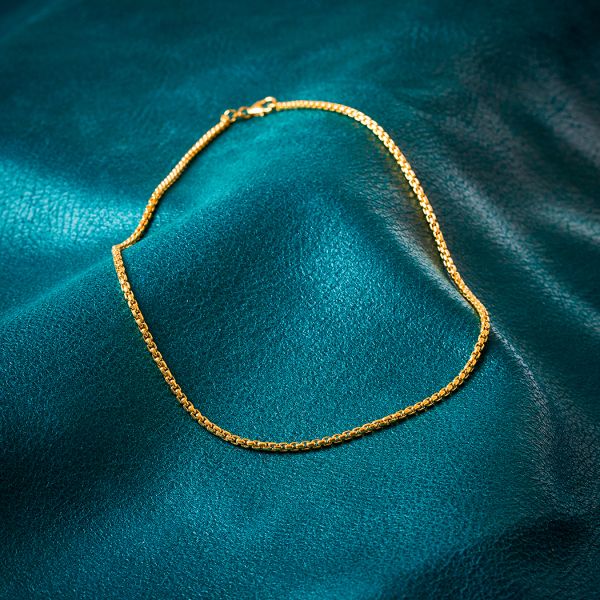 Goldkette als Venezianerkette rund geschlagen in Gelbgold 375 / 9K, 45 cm lang, 2,7 mm breit, Gewicht ca. 14.7 g.