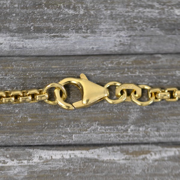 Goldkette als Venezianerkette rund geschlagen in Gelbgold 375 / 9K, 75 cm lang, 2,7 mm breit, Gewicht ca. 24.4 g.