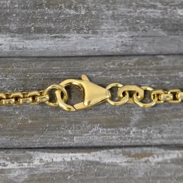 Goldkette als Venezianerkette rund geschlagen in Gelbgold 375 / 9K, 90 cm lang, 2,7 mm breit, Gewicht ca. 29.3 g.