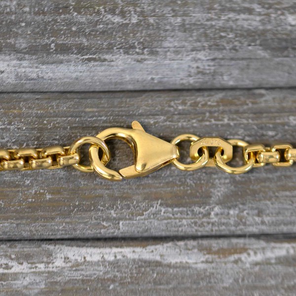 Goldkette als Venezianerkette rund geschlagen in Gelbgold 375 / 9K, 36 cm lang, 2,7 mm breit, Gewicht ca. 11.8 g.