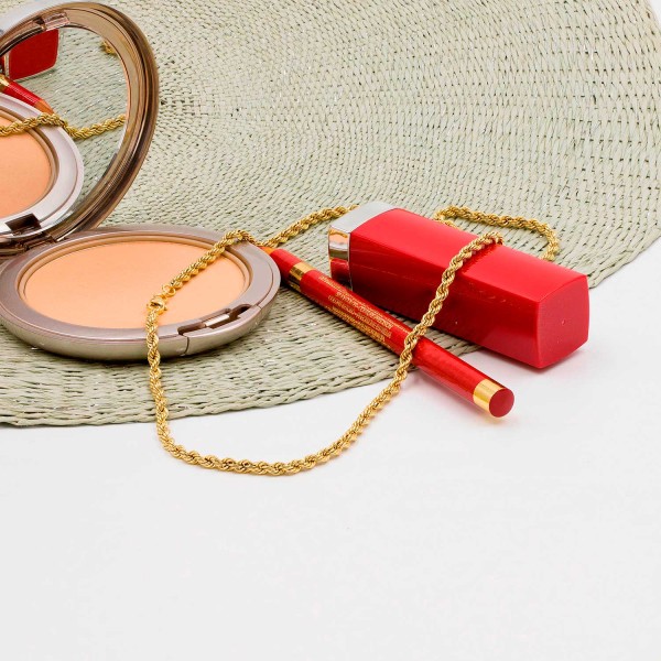 Goldkette als Kordelkette hohl in Gelbgold 585 / 14K, 45 cm lang, 3.3 mm breit, Gewicht ca. 5.8 g.