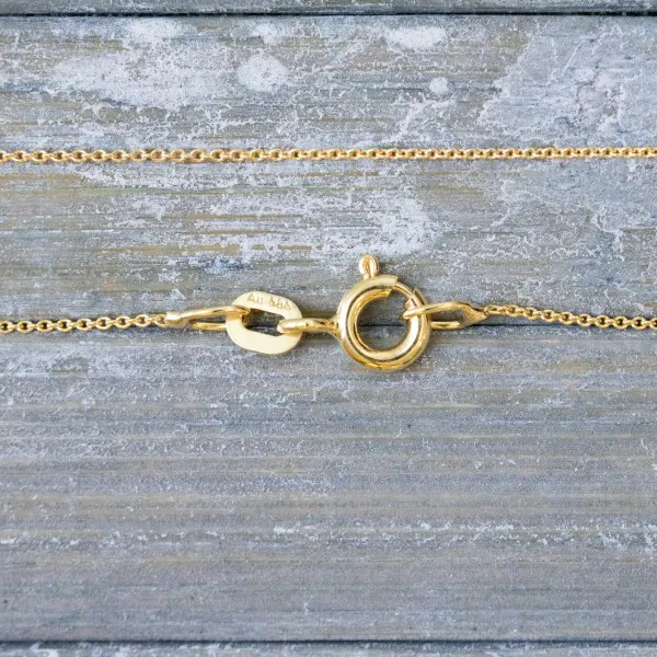 Goldkette als Ankerkette rund in Gelbgold 585 / 14K, 40 cm lang, 0,8 mm breit, Gewicht ca. 0.9 g.