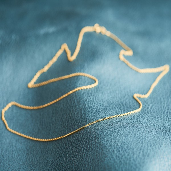 Goldkette als Ankerkette rund in Gelbgold 585 / 14K, 38 cm lang, 1,5 mm breit, Gewicht ca. 2.5 g.