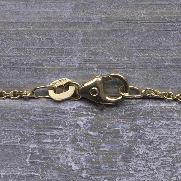 Goldkette als Ankerkette rund in Gelbgold 585 / 14K, 55 cm lang, 1,5 mm breit, Gewicht ca. 3.7 g.