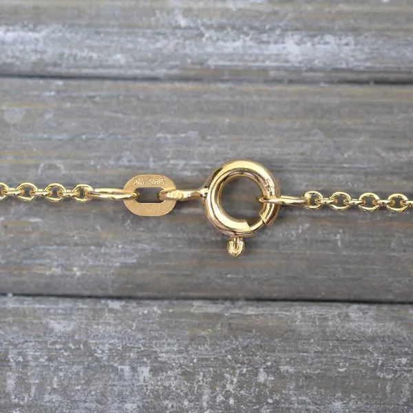 Goldkette als Ankerkette rund in Gelbgold 585 / 14K, 45 cm lang, 1,5 mm breit, Gewicht ca. 2.8 g.