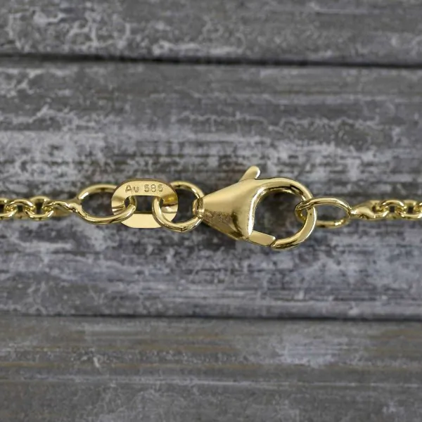 Goldkette als Ankerkette rund in Gelbgold 585 / 14K, 38 cm lang, 2 mm breit, Gewicht ca. 4.5 g.