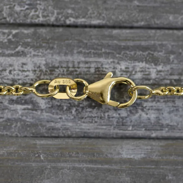 Goldkette als Ankerkette rund in Gelbgold 585 / 14 Karat, 65 cm lang, 2 mm breit, Gewicht ca. 7,2 g.