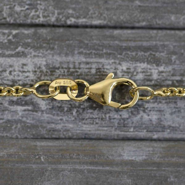 Goldkette als Ankerkette rund in Gelbgold 585 / 14K, 55 cm lang, 2 mm breit, Gewicht ca. 6.5 g.
