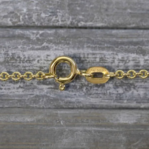 Goldkette als Ankerkette rund in Gelbgold 585 / 14K, 55 cm lang, 2 mm breit, Gewicht ca. 5.9 g.