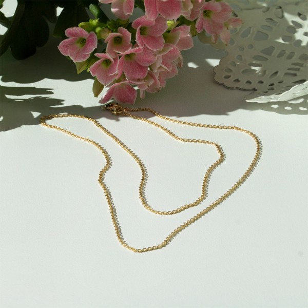 Goldkette als Ankerkette flach in Gelbgold 375 / 9K, 42 cm lang, 1,2 mm breit, Gewicht ca. 1.5 g.