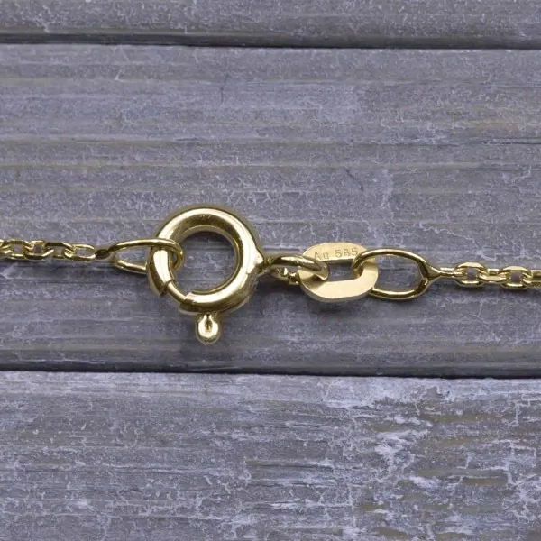 Goldkette als Ankerkette diamantiert in Gelbgold 585 / 14K, 40 cm lang, 1,3 mm breit, Gewicht ca. 2.2 g.