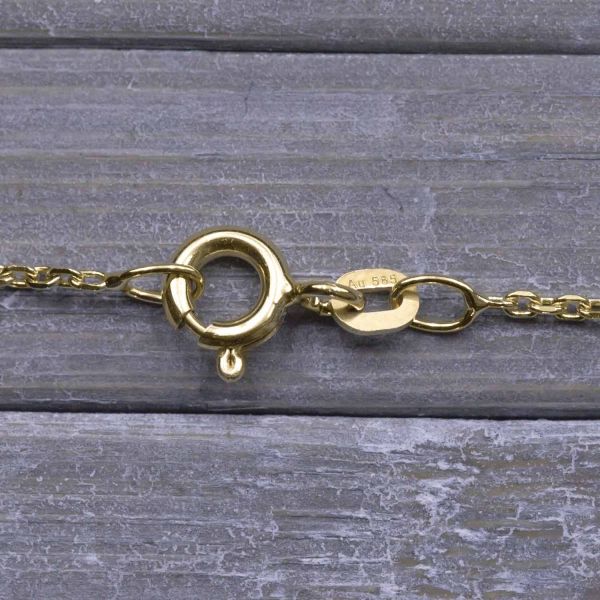 Goldkette als Ankerkette diamantiert in Gelbgold 585 / 14K, 42 cm lang, 1,3 mm breit, Gewicht ca. 2.3 g.