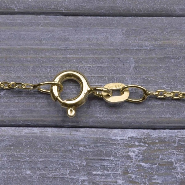 Goldkette als Ankerkette diamantiert in Gelbgold 585 / 14K, 60 cm lang, 1,3 mm breit, Gewicht ca. 3.2 g.