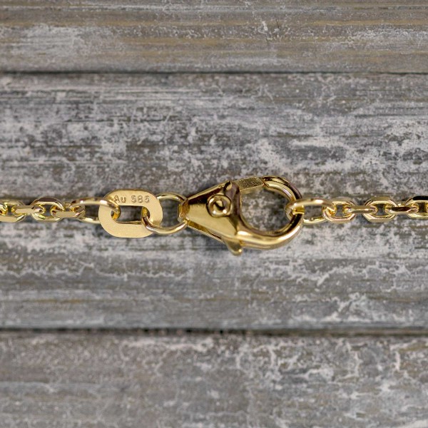 Goldkette als Ankerkette diamantiert in Gelbgold 585 / 14K, 60 cm lang, 1,7 mm breit, Gewicht ca. 6.1 g.