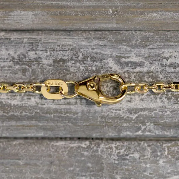 Goldkette als Ankerkette diamantiert in Gelbgold 585 / 14K, 80 cm lang, 1,7 mm breit, Gewicht ca. 8.2 g.