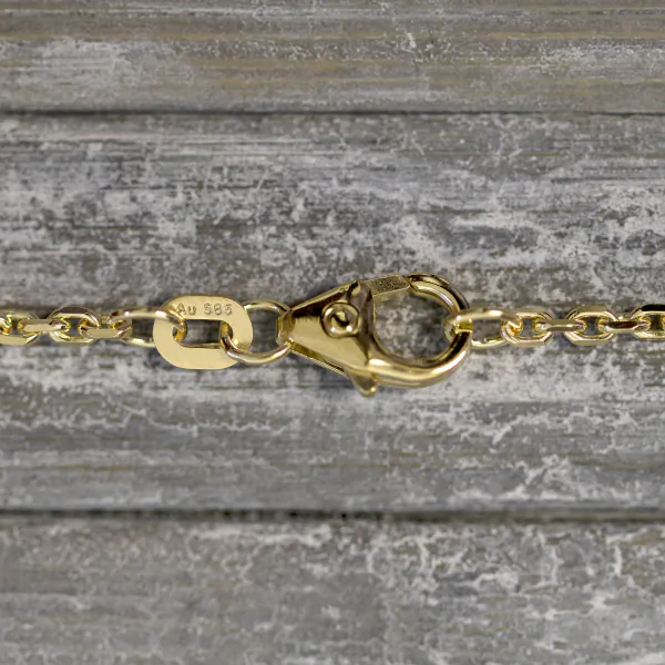 Goldkette als Ankerkette diamantiert in Gelbgold 585 / 14 Karat, 55 cm lang, 1.7 mm breit, Gewicht ca. 5,6 g.
