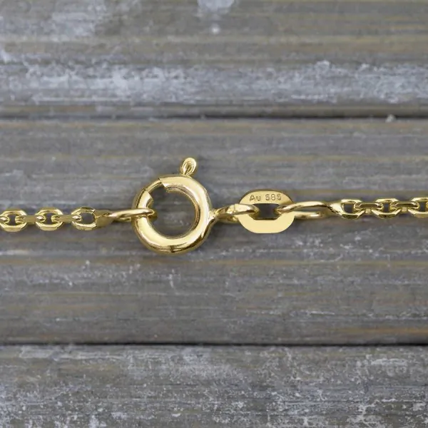 Goldkette als Ankerkette diamantiert in Gelbgold 585 / 14K, 38 cm lang, 1,7 mm breit, Gewicht ca. 3.7 g.