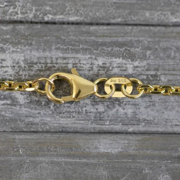 Goldkette als Ankerkette diamantiert in Gelbgold 585 / 14K, 70 cm lang, 1,9 mm breit, Gewicht ca. 9.2 g.
