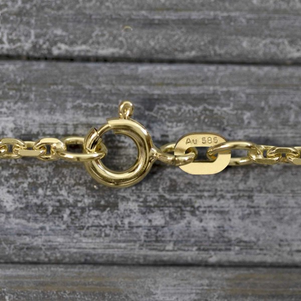 Goldkette als Ankerkette diamantiert in Gelbgold 585 / 14K, 38 cm lang, 1,9 mm breit, Gewicht ca. 5 g.