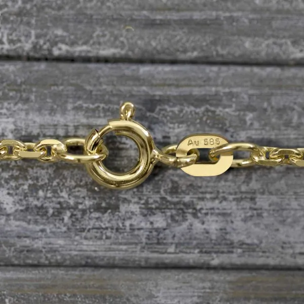 Goldkette als Ankerkette diamantiert in Gelbgold 585 / 14K, 60 cm lang, 1,9 mm breit, Gewicht ca. 8.2 g.
