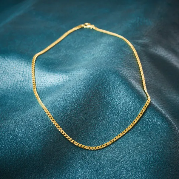 Goldkette als Panzerkette flach in Gelbgold 585 / 14K, 55 cm lang, 3,4 mm breit, Gewicht ca. 15.5 g.